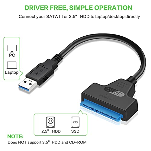 Cable adaptador SATA a USB 3.0 22 cm para disco 2.5 pulg miniatura 4