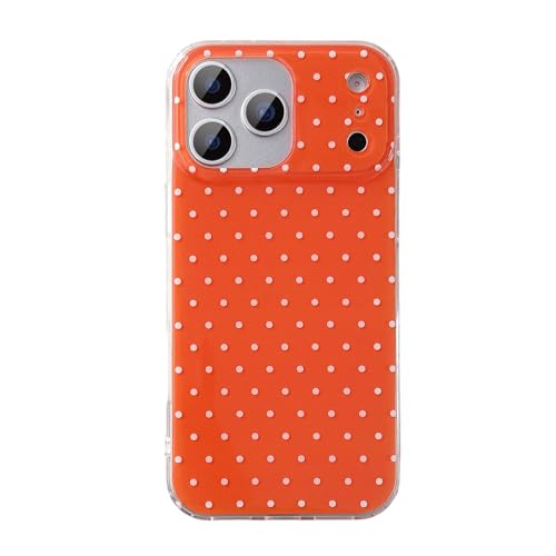 Coque iPhone 17 Pro silicone souple protection fine motif pois orange