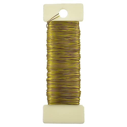 HAHIYO 26Gauge Golden Metal Floral Wire - 1 Roll, 38 Yards (115 Feet) - Flexible Paddle Wire for Craft, Christmas Wreath, Flower Arrangement, Bouquet Wrapping, Wedding, DIY