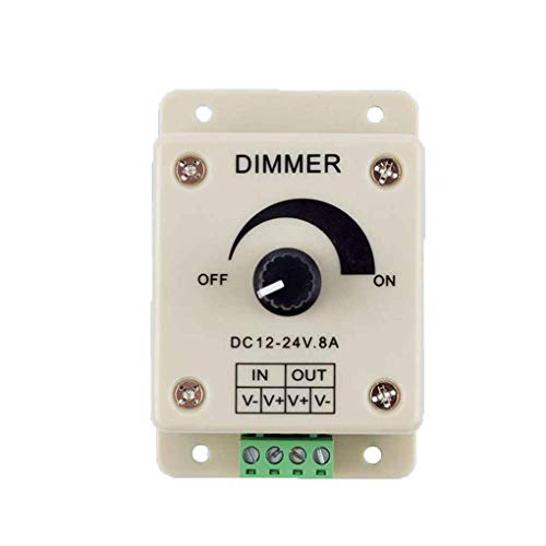 Pegcduu LED Dimmer Switch 12-24V 8A Adjustable Brightness Lamp Strip Driver Single Color Light Power Supply Controller