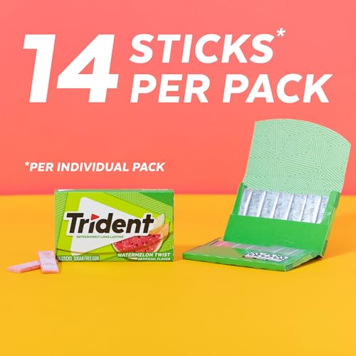 Image of Trident Watermelon Twist Sugar Free Gum, 14 Pieces (Pack of 144)