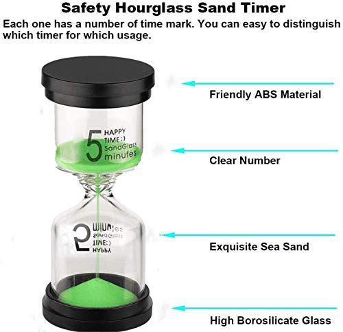 SuLiao 5 Minute Hourglass: Green Sand Clcok Timer, Colorful Sand Watch 5 Min, Plastic Reloj De Arena 5 Minutos, Large Hour Glass Sandglass for Toddler, Kitchen, Games, Classroom, Decor