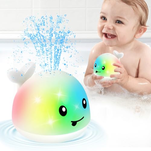 Image of Bathtub Toys for Toddlers 1-3, Light Up Whale Bath Tub Toys for Infant 0-6 6-12 12-18 Months or Kids Ages 2 3 4 5, White
