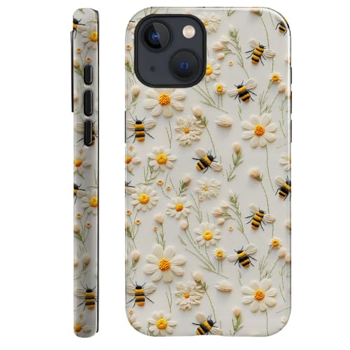 Generic Case Compatible with iPhone 15 - Glossy Hybrid Durable Shockproof Cover,Cases for Woman Girl - Floral Flower Bee Print by Generic - Used condition - Image 3