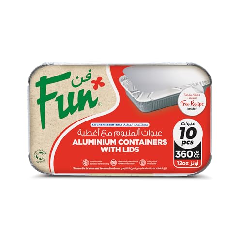 Fun Aluminium Containers with Lids 360Cc (Pack of 10) Leakproof Food Storage Containers Durable for Meal Prep Lunch Takeout & Kitchen Use
