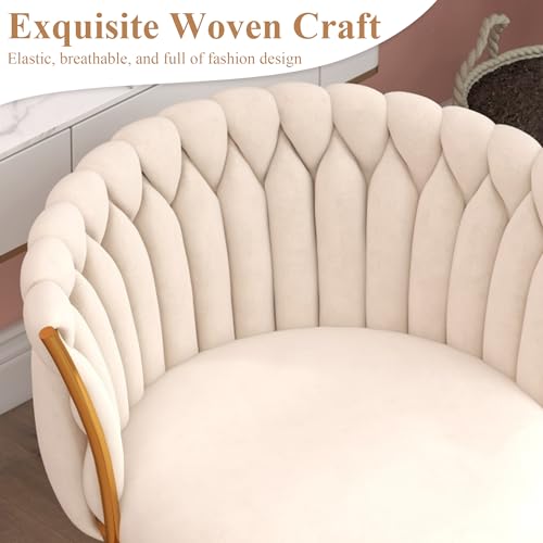 ABET-Desk-Chair-with-Wheels-Modern-Velvet-Office-Chair-for-Desk-Hand-Woven-Vanity-Makeup-Chair-for-Girls-Women-Bedroom-360-Swivel-Height-Adjustable-Gold-Base-Task-Armchair-Beige ABET Desk Chair with Wheels Modern Velvet Office Chair for Desk Hand Woven Vanity Makeup Chair for Girls Women Bedroom 360 Swivel Height Adjustable Gold Base Task Armchair Beige