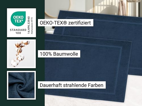 ZOLLNER 2er Set Badevorlagen in 50x70 cm - saugstarke und weiche Badematten in dunkelblau - angenehmer Massageeffekt - waschbar bis 60°C - für Fußbodenheizung geeignet - Baumwolle - Hotelqualität – Bild 4