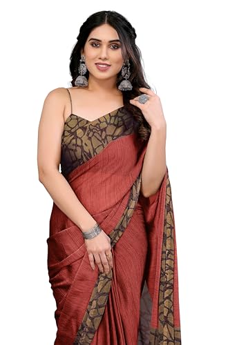 Image of MIRCHI FASHION Women Saree Abstract Print Chiffon | Breathable Lightweight Casual Sari for Regular Use and Office with Unstitched Blouse (Available in 25 Colors)