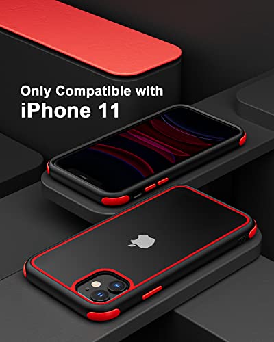 MobNano Coque Compatible avec iPhone 11 360 degrés Antichoc Pro Anti-Rayures Transparente PC/TPU Silicone Etui pour iPhone 11 - Noir/Rouge