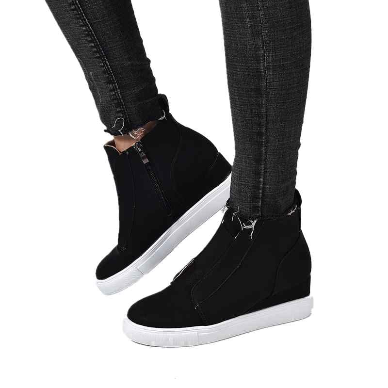ZBYY Women's Platform Wedge Sneakers,Fashion Summer Hidden Ankle Heel Platform Wedge Booties Hidden with Side Zipper
