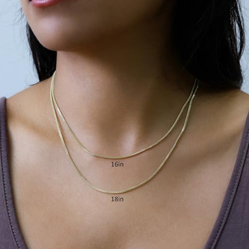 Nuragold 10k Real Yellow Gold Franco Square 1.5mm Box Chain Wheat Chain Necklace (16"-30") Dainty Italian Jewelry for Men & Women3