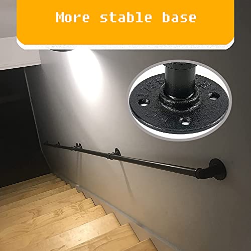 Wall Hand Railings For Stairs, Kerlitar 3.3Ft Hand Rails Staircase Steps Hand Rail For Indoor Stairs, Non-Slip Grab Bar Galvanized Steel Industrial Pipe Wall Support Loft Round Corner #TOP2
