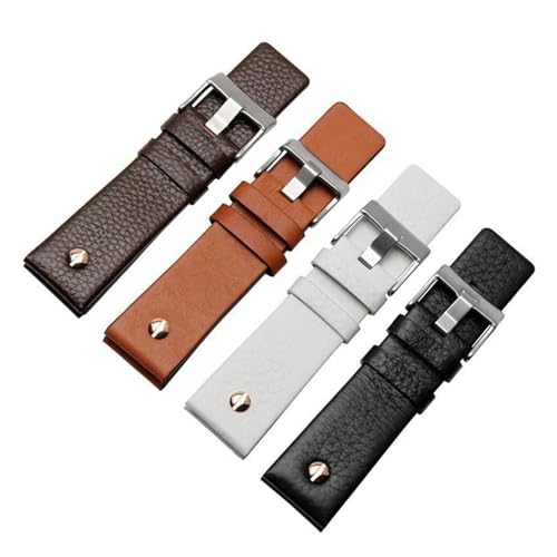 Bracelet de montre Diesel compatible 28mm cuir noir rivets DZ7314