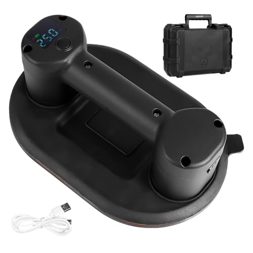 ONEVAN Electric Glass Suction Cup,300KG/600 lbs Suction Cordless Glass Suction Lifter, 24cm(9IN) Cups, 4000mAh Lithium Battery, LED Digital Display, for Car Windshield, Windows, Mirrors, Tiles