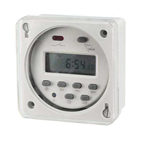 Interrupteur minuterie LCD numérique programmable gris DC 24V rail