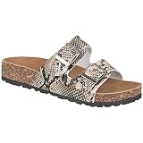 CLOVERLAY Women's Slide Sandals Casual Cork Footbed Platform Sandals Open Toe Slides (10, Snake)