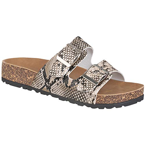 Cloverlay Women's Slide Sandals Casual Cork Footbed Platform Sandals Open Toe Slides (10, Snake) #TOP5