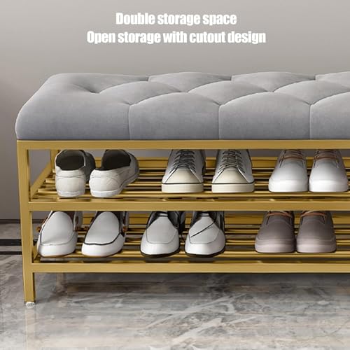 Banc à chaussures moderne avec assise rembourrée de luxe en métal - 4