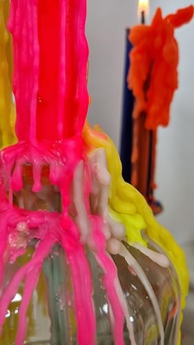 GLOWYBOX® TROPFKERZEN 10er SET Tropfkerzen bunt perfekt zum betropfen Tropfenkerze, Tropfkerze für Flasche neon Farben Kerzen für Flaschen und Kerzenständer DIP DYE BUNT 10er