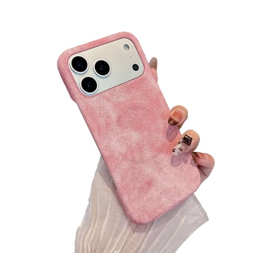 Coque iPhone 16 en tissu denim rose Caseative, protection haut de gamme MagSafe
