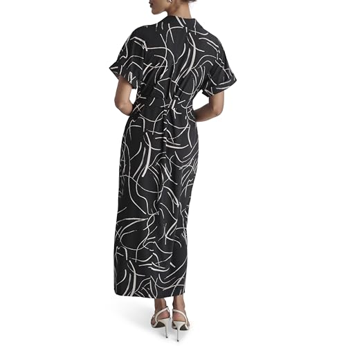 DKNY Women's Short Sleeve Collared Neck Midi Dress Shirtdress with Removable Belt4