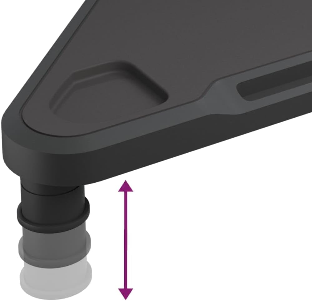 vidaXL Black Triangular Monitor Stand | Adjustable Height Stylish Surface Perfect for Home Office Supports Most Monitors Computer Riser Desk Screen Desktop Minimalist