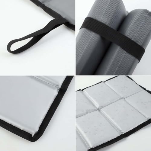 MHwan Sitzkissen Outdoor, 2 Stück Wasserdicht und Thermo Sitzunterlage Outdoor, Warm, Weich und Bequem Sitzkissen Faltbar, mit 2 Aufbewahrungsbeuteln, Maschinenwaschbar (Schwarz+)