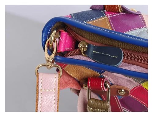 Sac en cuir patchwork de luxe à haut-poignée et finitions artisanales