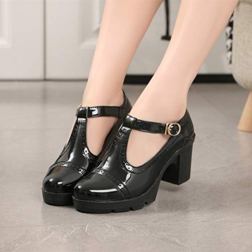 Women's Pumps Classic T-Strap Round Toe Mary Jane Shoes Comfortable Low Chunky Block Heels Oxfords Dress Shoes2