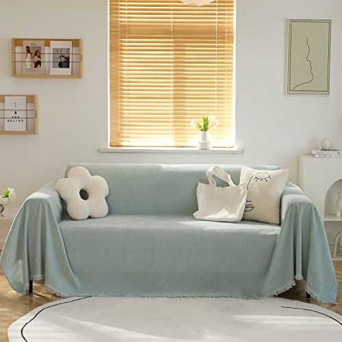 Meetsky Green Couch Cover Sectional Sofa Cover Sofa Slipcover Couch Protector Covers Universal Fit For Couch 2-3 Seat Thick Washable Couch Throws Cover, Sage Color, 71" X 102" #TOP21