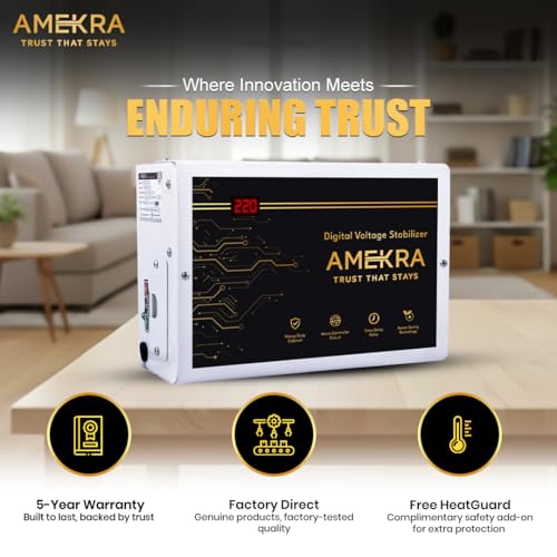 Image of 4 KVA Digital AC Voltage Stabilizer for Up to 1.5 Ton Air Conditioner | 130V-280V Working Range | Aluminium | Wall Mount Design | Suitable for 0.8 Ton, 1 Ton & 1.5 Ton AC | 5 Years Warranty