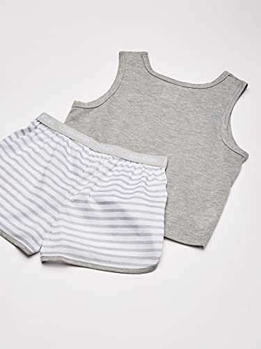 Calvin Klein Girls' Little 2 Piece Sleepwear T-Shirt And Shorts Pajama Set Pj, Grey, Ck Heather Stripe, 10-12 #TOP3