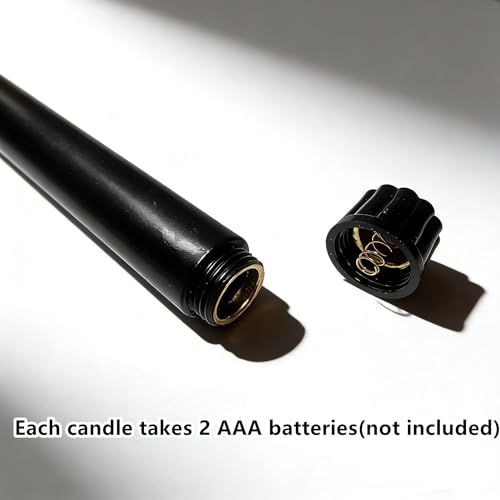 Image of Black Halloween Flameless Taper Candles with Remote, Flickering Battery LED Candlesticks Decor Set of 4
