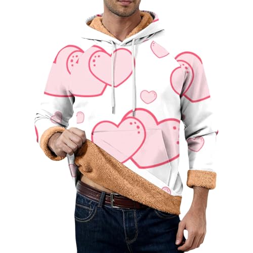 Sudadera con capucha de hombre con estampado de corazón rosa para el Día de San Valentín