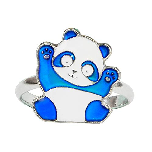 Cute Panda Bear Color Change Animal Mood Ring Gift for Boys Girls Size Adjustable