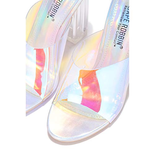Image of Cape Robbin Fusion Chunky Block High Heels for Women, Transparent Booties for Women