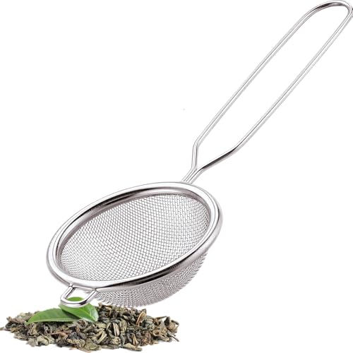 Passoire à pied en acier inoxydable pour thé et épices - Passoire à mailles fines avec rebord - Passoire à thé et à épices pour tasse et casserole - Inoxydable - Passe au lave-vaisselle - Qualité