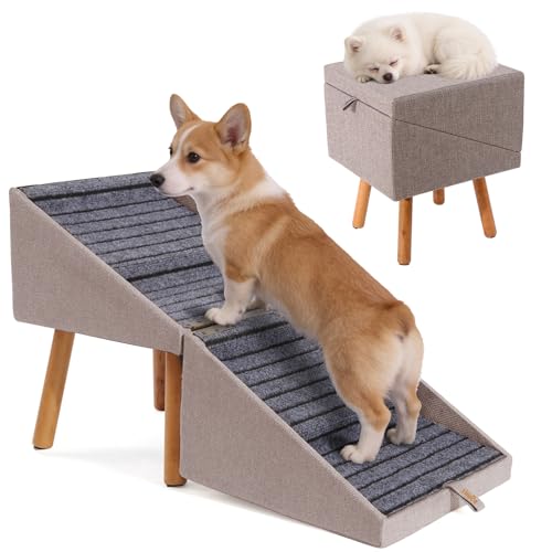 Image of 17.13 inch H Foldable Dog ramp for Couch, 2-in-1 Pet Steps & Ottoman