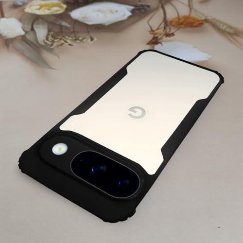 Image of AIBEX Crystal Clear Back Cover Case for Google Pixel 9 5G | 360 Degree Protection | Shock Proof Design | Transparent Back Cover Case (PC & TPU, Black Bumper)