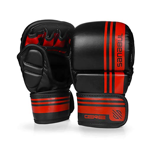 Sanabul Core 7 Oz Hybrid Gloves (Black/Red, S/M) #TOP1