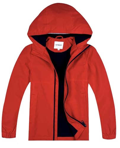 Image of Boys Girls Rain Jackets Waterproof Hooded Fleece Raincoats Lightweight Windbreakers for Kids