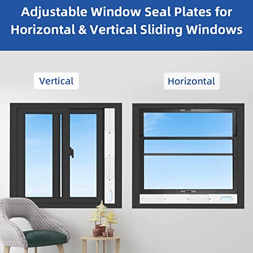 Portable Air Conditioner Window Kit,2-in-1 Universal Window Seal for 5.1\"/5.9\" Exhaust Hose and Tumble Dryer,Mobile A/C Window Vent Seal Kit with 4 Adjustable Seal Plate - Thumbnail 2