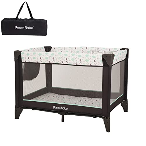 Pamo Babe Portable Playard, Simple Style Playard Push Compact Fold Playpen with Carry Bag (Grey) Pamo Babe Portable Playard, Simple Style Playard Push Compact Fold Playpen with Carry Bag (Grey)
