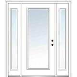 National Door Company Z029464L Steel, Primed, Left Hand In-Swing, Exterior Prehung Door, Full Lite 36'x80' with 14' Sidelites