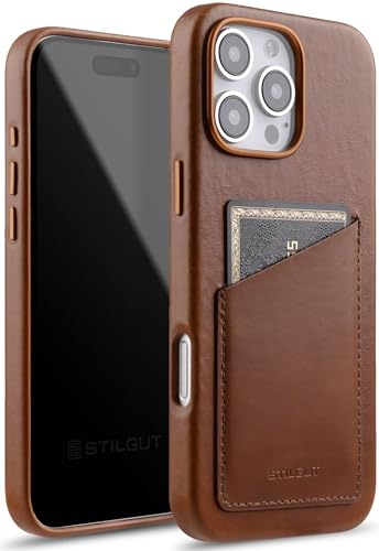 Étui cuir iPhone 16 Pro StilGut Cognac idéal pour voyager léger au quotidien