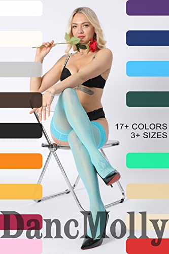 Image of DancMolly Silky Thigh High Stockings, with 17+ Colors Sheer Silicone Lace Top Pantyhose for Women