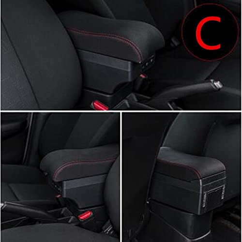 Armleuning Opbergbox Auto Opbergvak Voor Citroen C1 Armsteun Doos Auto Accessoires Opbergdoos Interieur Onderdelen Details USB (Color : C Black white NOUSB