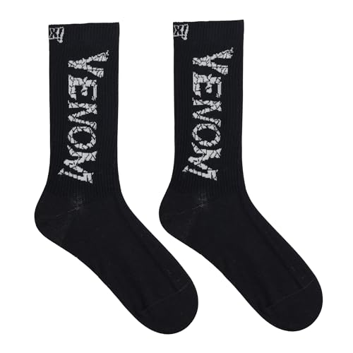 Image of SOCKSXPRESS Marvel Venom Men's Crew Socks | Black | Official licenced Marvel | Special Edition Comfort, Combed Cotton with Reinforced Heel & Arch Support | Sinister Style & Everyday Wear | Pack of 2
