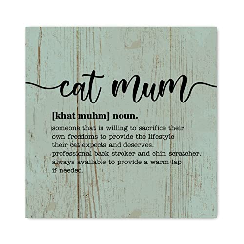 Panneau en bois citations inspirantes Cat Mum Evans1nism tableau mural abstrait