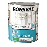 Ronseal RSLSW21GP25L Stays 2-in-1 Primer and Paint Gloss, White, 2.5 Litre